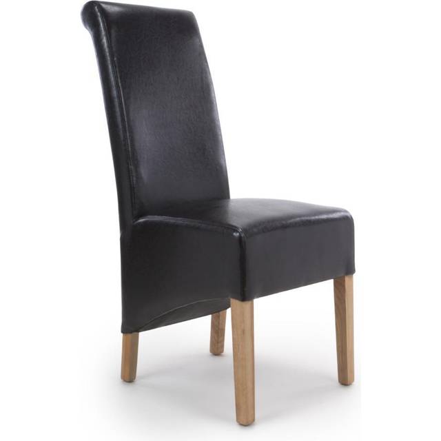 Krista Roll Back Bonded Leather Black Dining Chair