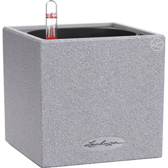 Canto Stone Square Poly Resin Indoor Self-Watering Planter - Stone grey - Grey
