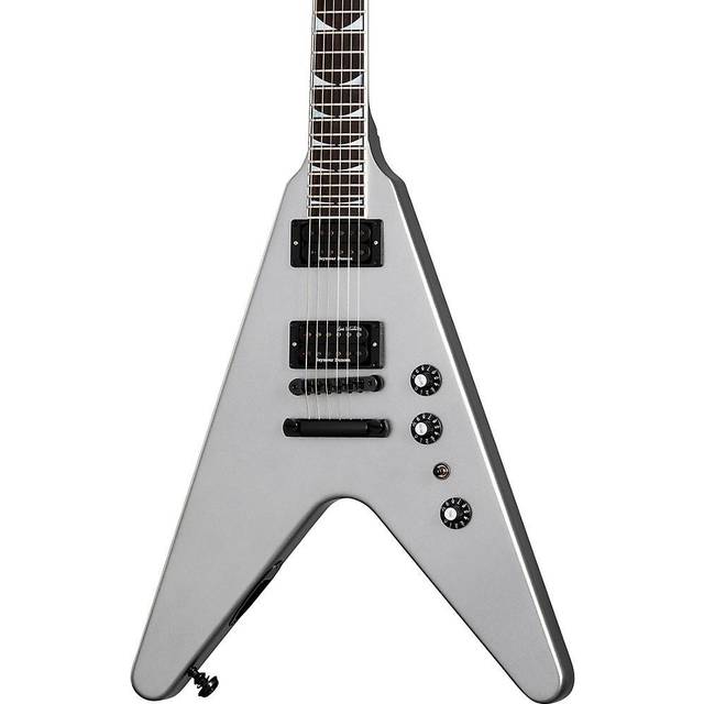 Gibson Dave Mustaine Flying V EXP Metallic Silver Signature Electric Guitar with Case