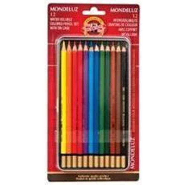 Koh-I-Noor Mondeluz Aquarelle Watercolor Pencil Set  12 Assorted Colored Pencils in Tin & Blister-Carded (FA3722.12BC)