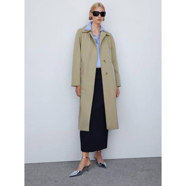 Beige Fluid Trench Coat (S)