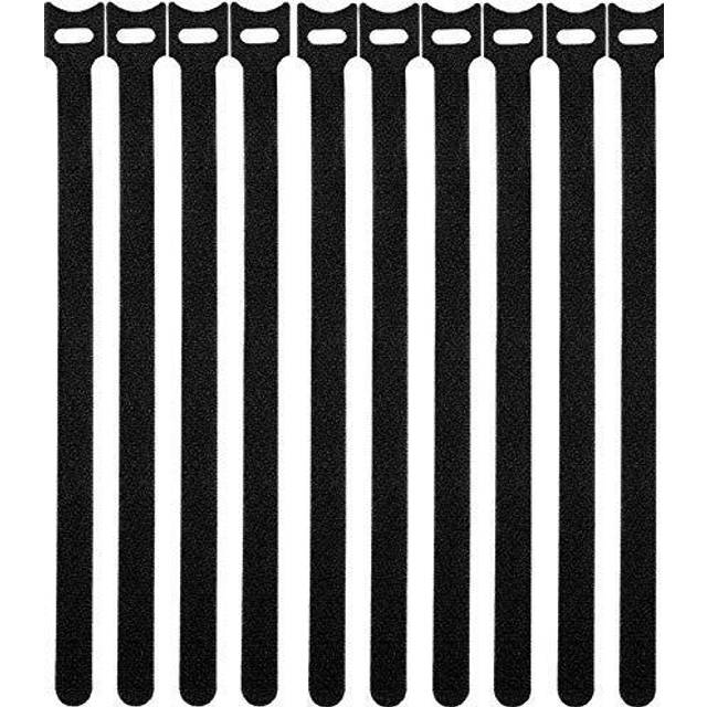 50 Pcs Reusable Fastening Cable Ties  Microfiber Cloth 12 Inch Hook and Loop Cord Ties  Black