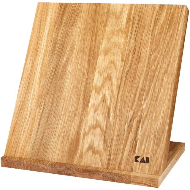 KAI Magnetiskt knivblock för uppställning av ek – premium trä – plats för 4 knivar – mått 26 x 17 x 25,3 cm – magnethållare knivbräda