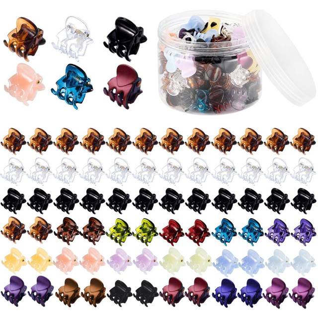Mini Hair Claw Clips for Girls and Women, Funtopia 72 Pcs Small Hair Clips Pins Clamps Non Slip Tiny Plastic Jaw Clips (Assorted Colors)