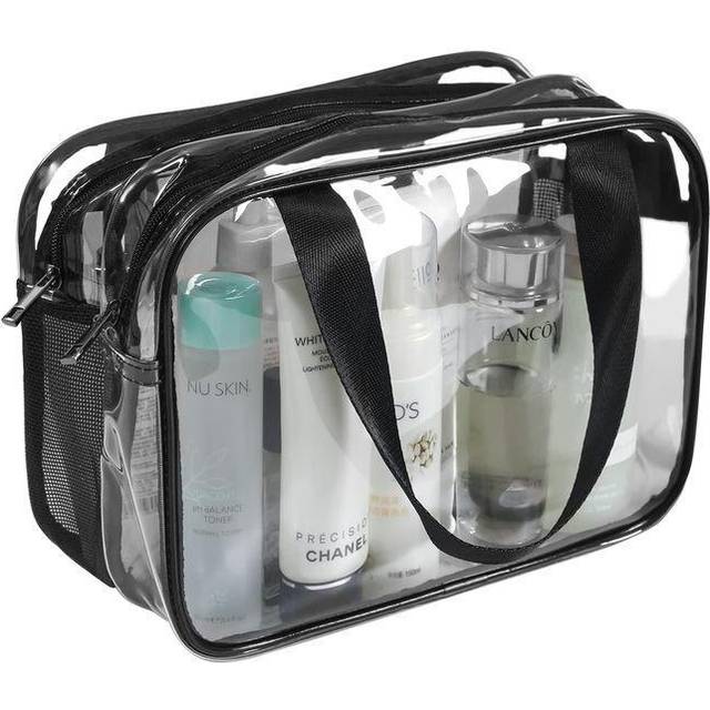 Clear Cosmetics Bag Toiletry Bag, Large Clear Travel Bag for Toiletries, Waterproof & Draining Transparent Makeup Bag Tote Bag, clear, L