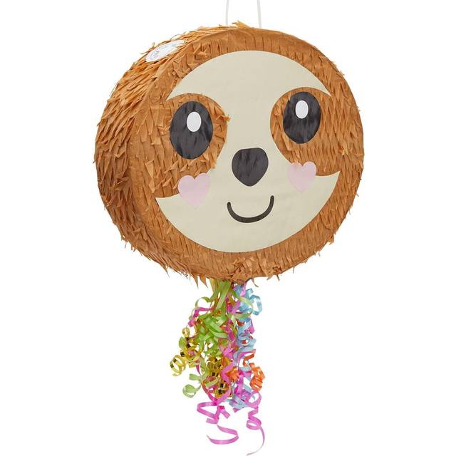 Sloth Pull String Pinata for Kids Birthday Party Supplies (16.5 x 13 x 3 In)