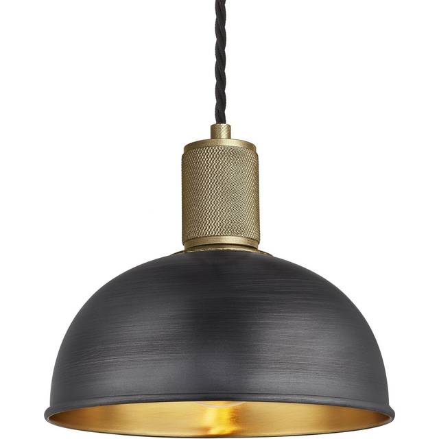Knurled Dome Pendant - 13 Inch - Pewter & Brass