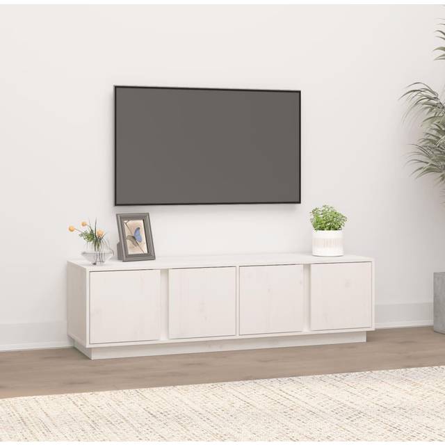 vidaXL TV Cabinet White 140x40x40 cm Solid Wood Pine