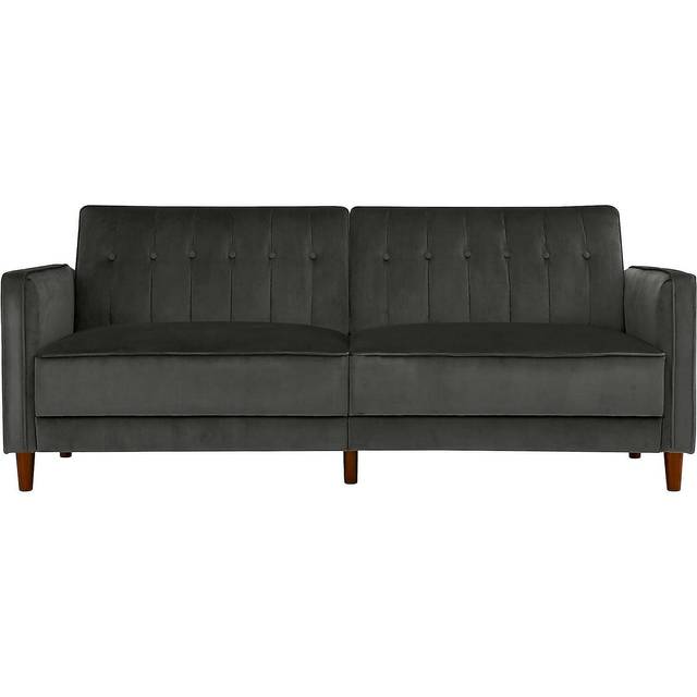 Pin Tufted Transitional Velvet Futon - Grey