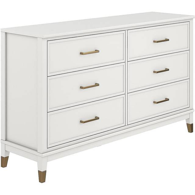 6 Drawer 144Cm W Double Dresser - White (216.15cm H X 366.52cm W)