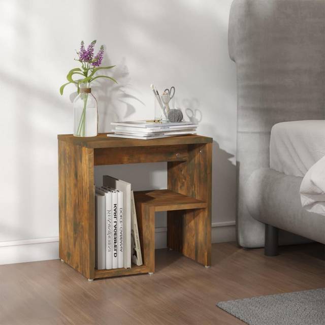 vidaXL Bed Cabinet Smoked Oak 40x30x40 cm Engineered Wood - Brown