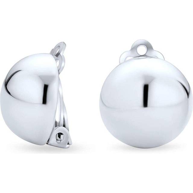 Simple Basic Half Round Ball Clip On Earrings For Women Button Style Alloy Clip 14K Gold Plated Sterling Silver .50in