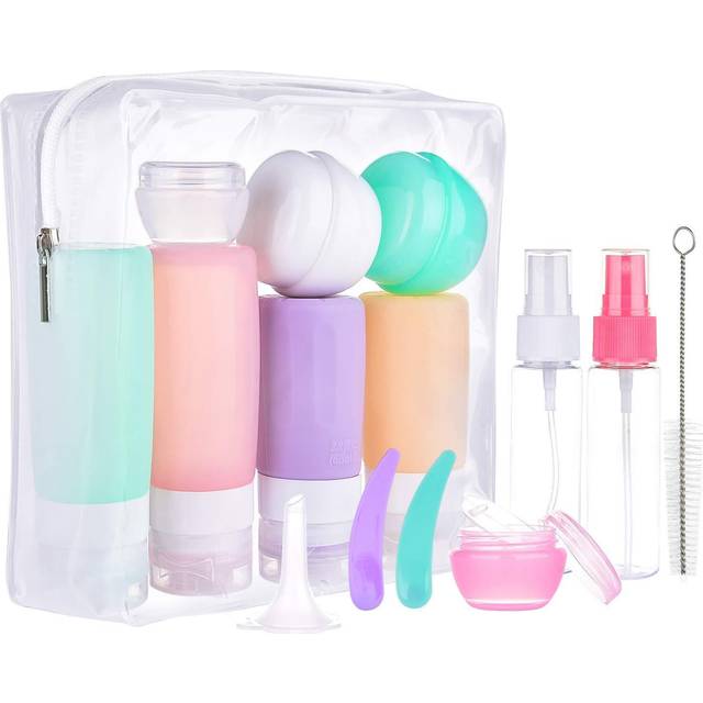 16 Pack Travel Bottles Set for Toiletries, Morfone TSA Approved Travel Containers Leak Proof Silicone Squeezable Travel Accessories 2oz 3oz for Shampo