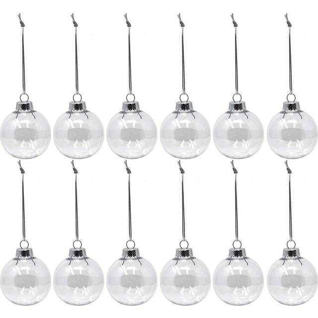 "Creative Hobbies 3.15"""""""" (83mm) Round Clear Plastic Ball Ornaments - Perfect for DIY Crafts & Holiday Decor - Pack of 12"