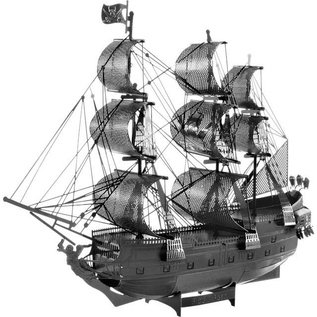 Model Kit Black Pearl Ship Black Version (Moderate Difficulty) Steel Model by Metal Earth