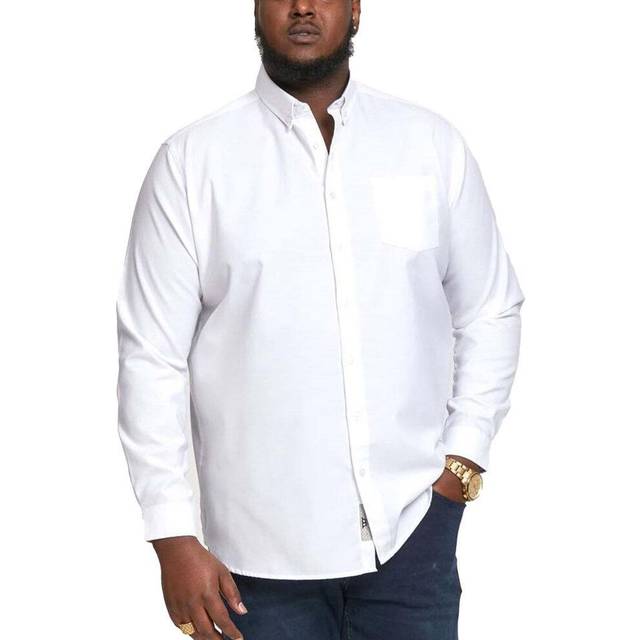 (6XL, Pink) D555 Mens Richard Big Tall Kingsize Long Sleeve Button Down Collar Oxford Shirt