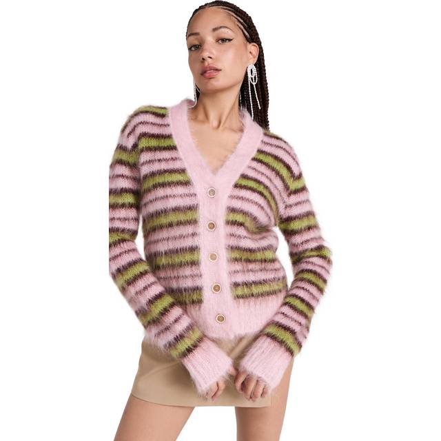Marni Striped mohair-blend cardigan - pink (UK 14)