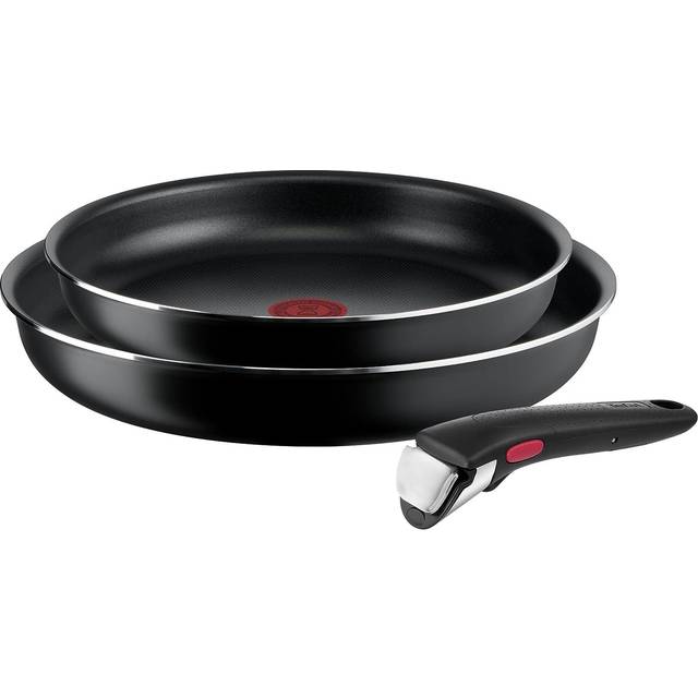 Tefal Ingenio Easy ON 3 Piece Non-Stick Pan Set, 24&28 cm Frying Pans, Bakelite Handle, Easy Cleaning, Heat Indicator, Non-Induction Black, L1599302