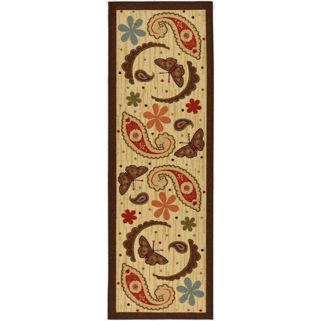 Sara's Kitchen Paisley Design Mat Runner Rug with Non-Skid (Non-Slip) Rubber Backing, 50 cm x 150 cm, Beige