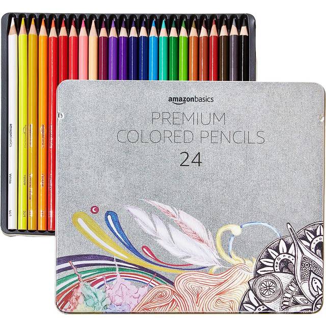 Amazon Basics - Premium Colored Pencils  Soft Core  24 Count (Pack of 1)  Multicolor