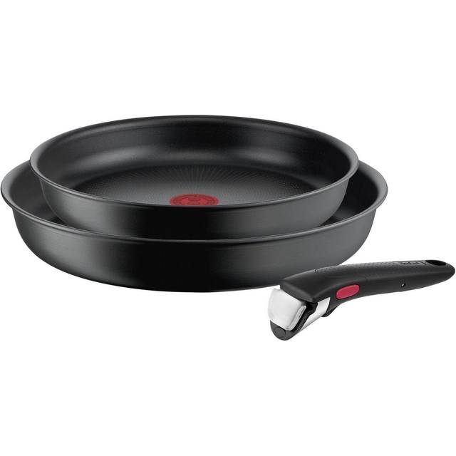 TEFAL Ingenio Ultimate L7649253 stekpannsats, alla typer av spisar, 24–28 cm, non-stick beläggning, avtagbart handtag, jämn värmefördelning, svart
