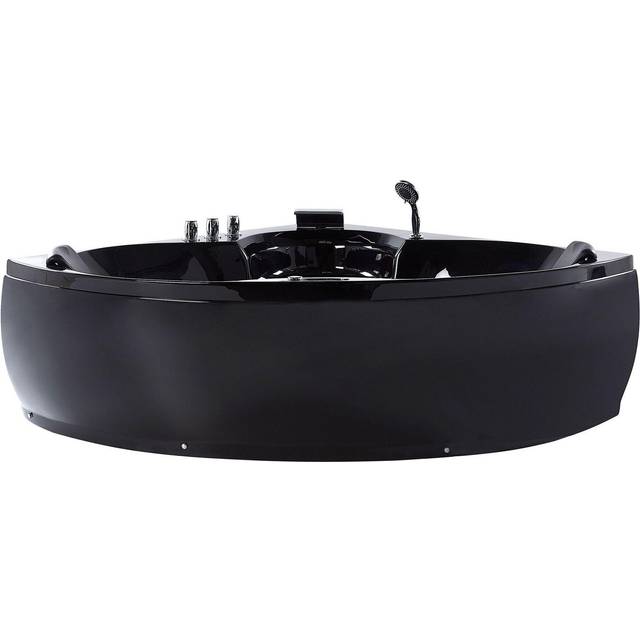 Corner Hot Tub with LED SENADO 2050 x 1500 mm Black