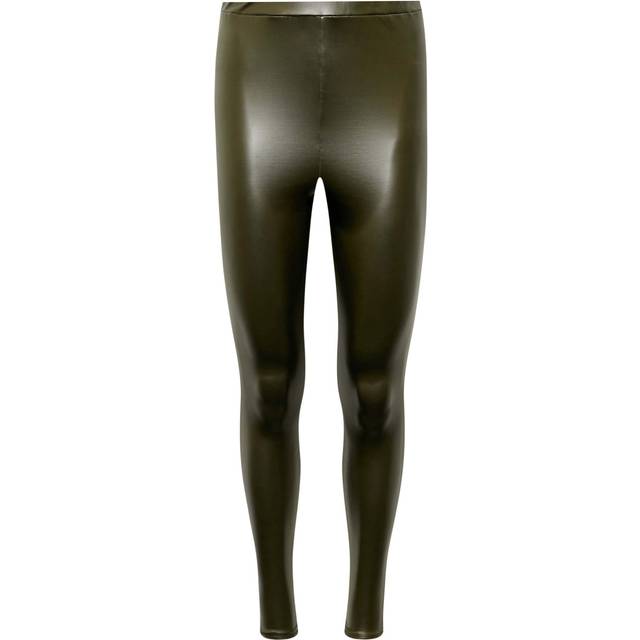 Pixiegirl Khaki Green Stretch Leather Look Leggings 27" > 12 Pixiegirl | Petite Women's Leggings - Black - 27" 12