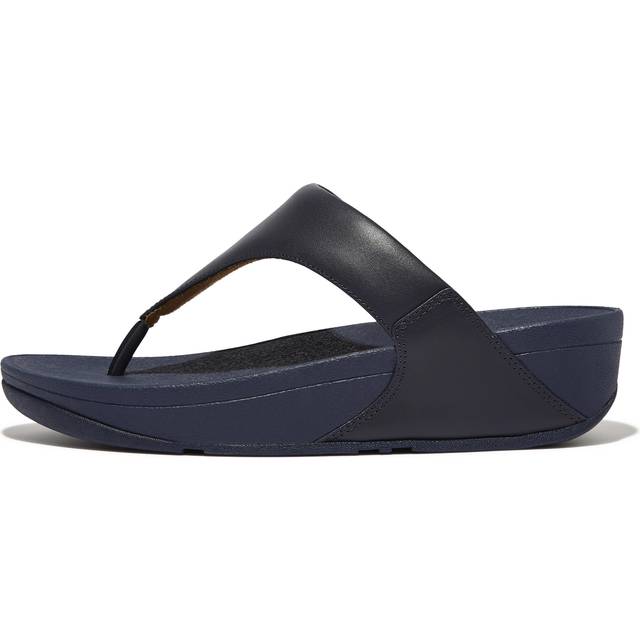 Fitflop Lulu läder tåpost flip-flops för kvinnor, Djupaste blå, 38 EU