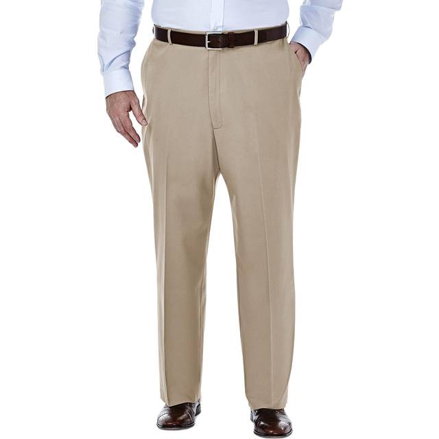 Haggar Mens classic Fit Flat-Front Hidden Expandable Waistband Premium