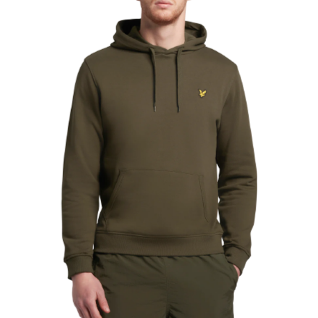 Lyle & Scott Mens Pullover Hoodie Plus in Olive Cotton - Size 5XL