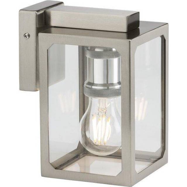 KnightsBridge IP23 E27 Wall Lantern - Brushed Chrome