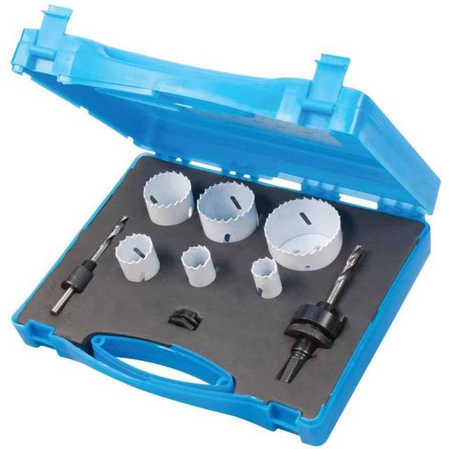 Silverline Plumbers Bi-metal Holesaw Kit 9pce 19 - 57mm Dia - Bimetal 595759 19 -  holesaw bimetal kit plumbers silverline 595759 9pce 57mm 19 1957mm