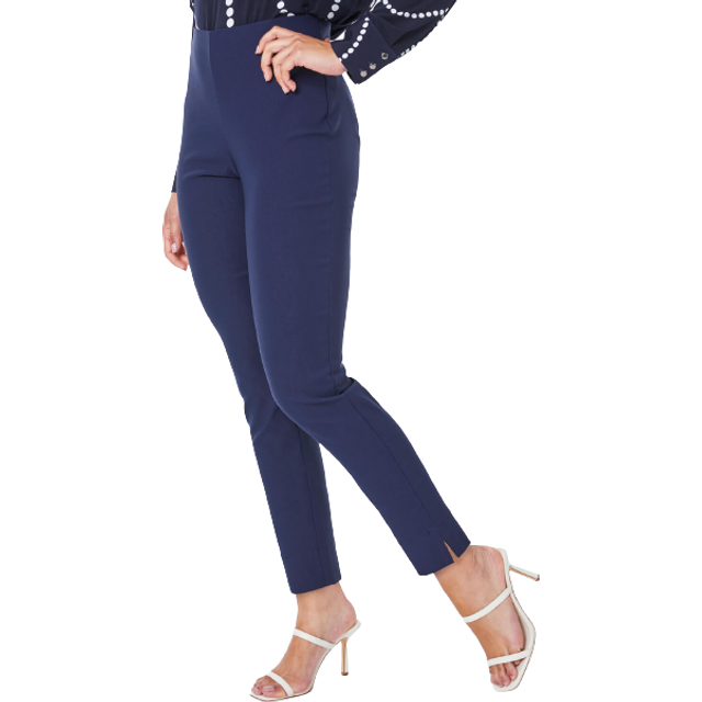 Petite Full Length Stretch Trousers - Navy - Size 16 - Roman