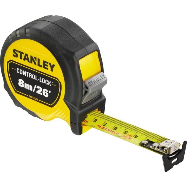 Stanley Control Lock Tape Measure 8m/26' in Yellow Rubber