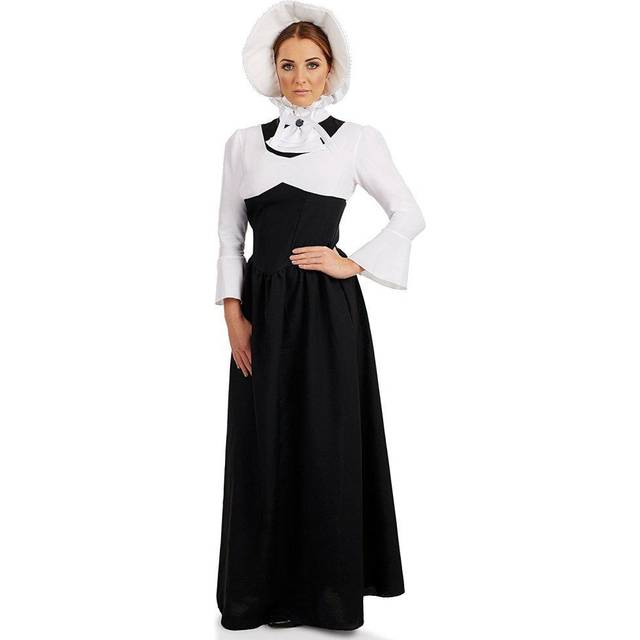Womens Victorian Lady Costume Adults Black & White Historical Dress Outfit, M, Victorian Woman
