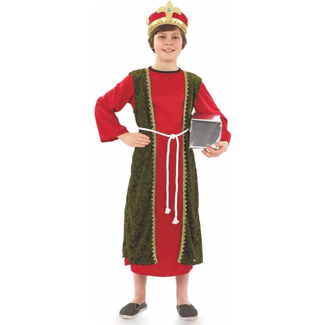 Kids red wise man costume s-xl boys christmas nativity three kings fancy dress