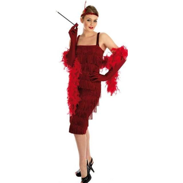 Roaring 20s Girl Red -  dress flapper costume fancy 20s ladies charleston red roaring girl 1920s womens uk
