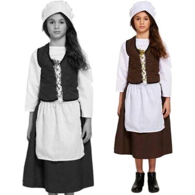 Girls Victorian Maid World Book Day Fancy Dress Costume To Fit Age 7-9 Years
