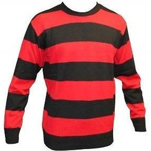 Kids black & red striped menace boy jumper s-xl for comic fancy dress book week