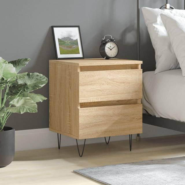 vidaXL Bedside Cabinet Sonoma Oak 40x35x50 cm Engineered Wood - Brown