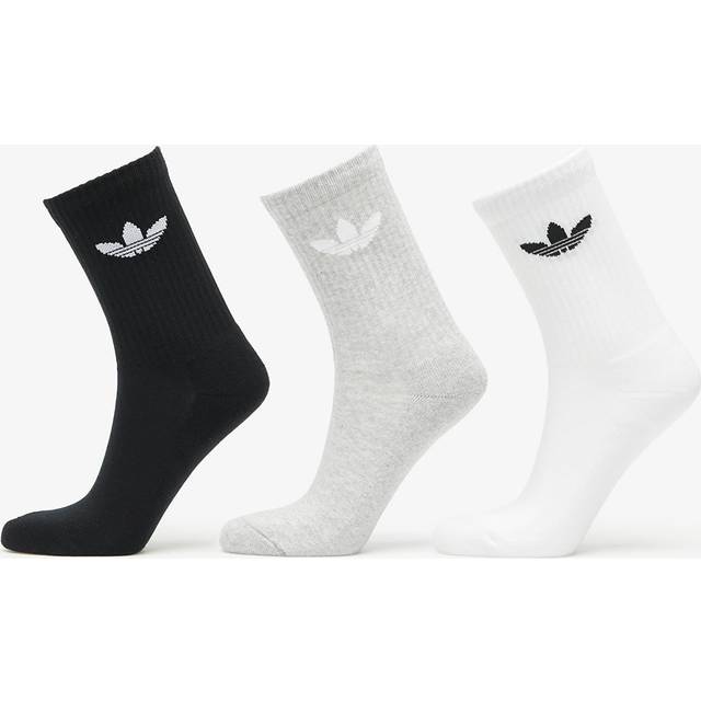 adidas Trefoil Cushion Crew Sock 3-Pack White/ Medium Grey Heather/ Black M (M)