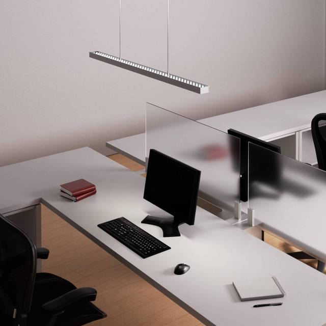 Arcchio LED-pendellampa till kontor Jolinda, silver, 118 cm, upp/ned