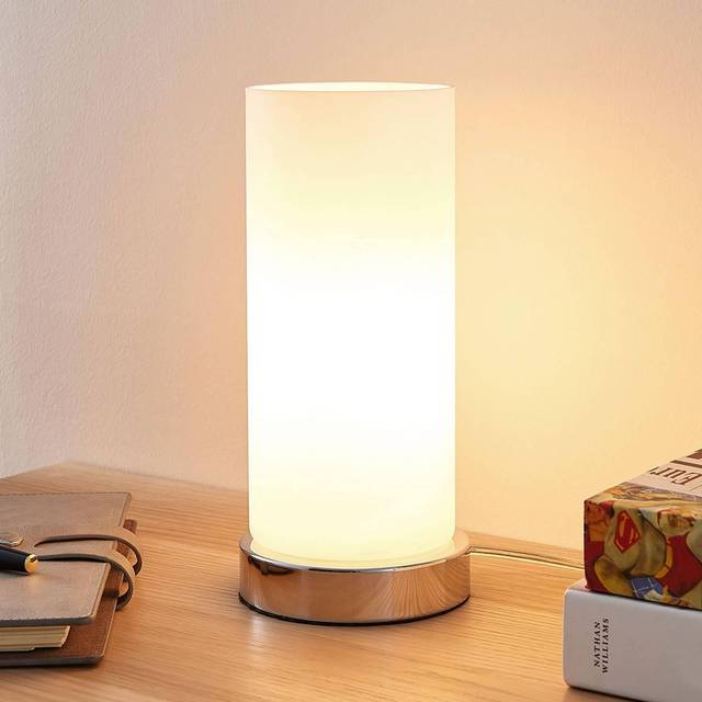 Lindby bordslampa E14, vit, glas, 24 cm, dimbar, E14