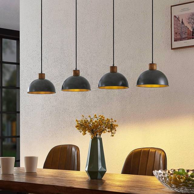 Lindby - Ceiling Lightdimmable 'Durbis' made of Wood for Living Room & Dining Room