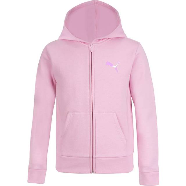PUMA girls Core Logo Zip Up Hoodie Hooded Sweatshirt  Light Pink  X-Large US