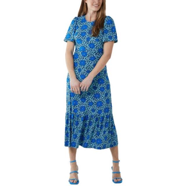 Blue Vanilla Womens Crew Neck Midi Angel Sleeve Tie Back Dress - Size 14 UK