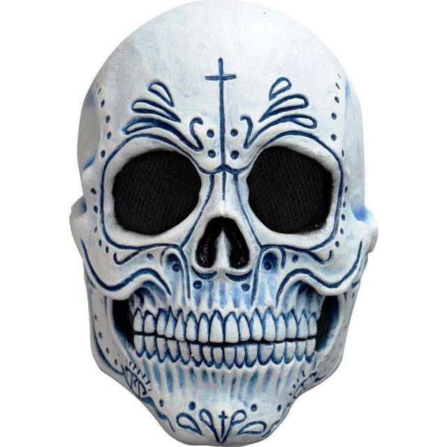 Mexican Catrin Skull Mask | Day of the Dead Accessories - Black&#47;Blue&#47;White (One-Size)