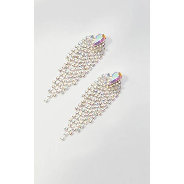 Womens Silver Aurora Borealis Crystal Shower Drop Earrings - Grey - One Size