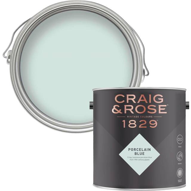 Craig & Rose 1829 Vintage Walls and Ceilings Porcelain Blue Chalky Matt Emulsion Paint 2.5L