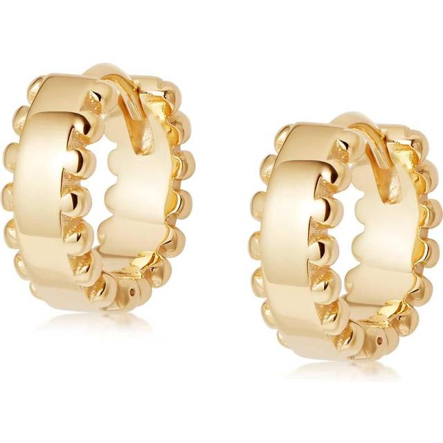 Stacked Beaded Hoop Huggie 18ct Gold Plated Earrings EB8024_GP